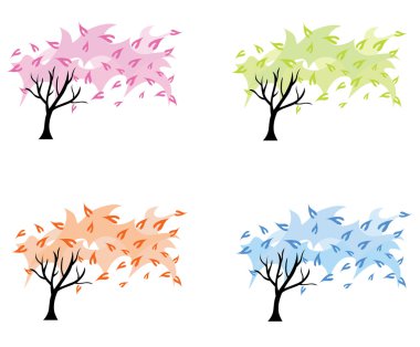 Four seasons trees clipart