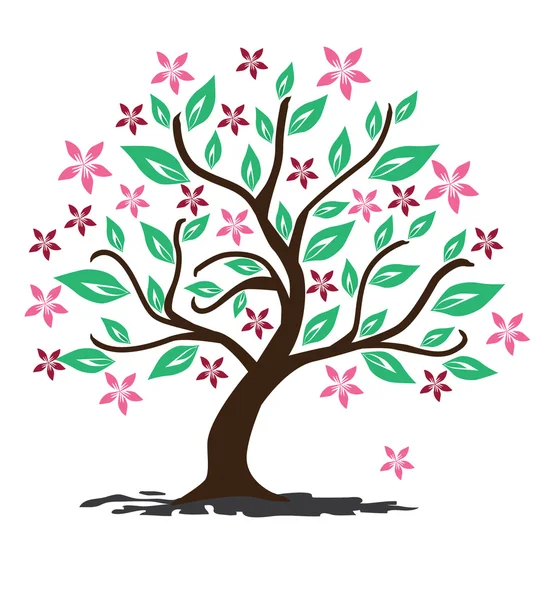 Arka çiçekli ağaç — Stok Vektör