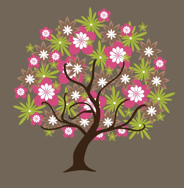 Arbre floral abstrait — Image vectorielle