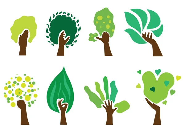Set of hand trees — Stock Vector