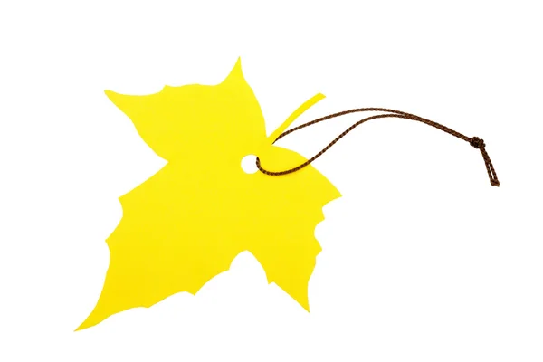 Etykieta kształcie liścia związany z ciąg brązowy — Zdjęcie stockowe