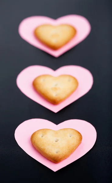 Three Crackers Pink Paper Hearts — Stock Photo, Image