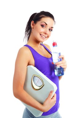 Girl with scales and water clipart