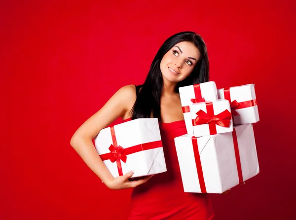 Chica con regalos — Foto de Stock