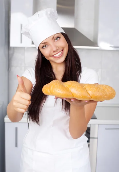 Cook with bread — Stock Photo, Image