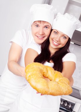 Bakers with bread clipart