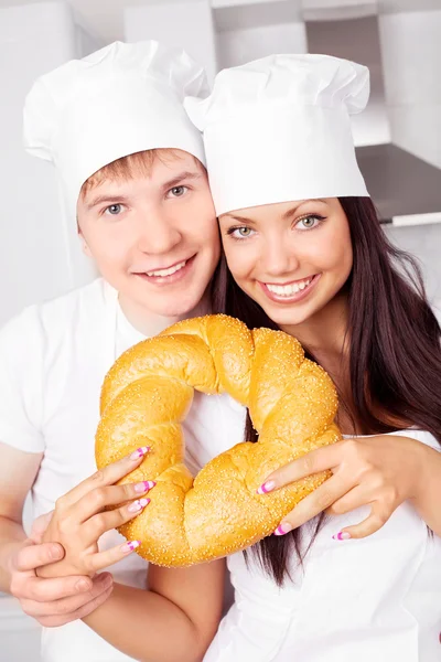 Bakers with bread — Stock Photo, Image