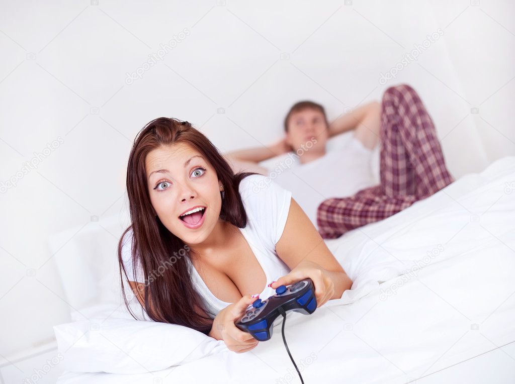 Girl playing computer games