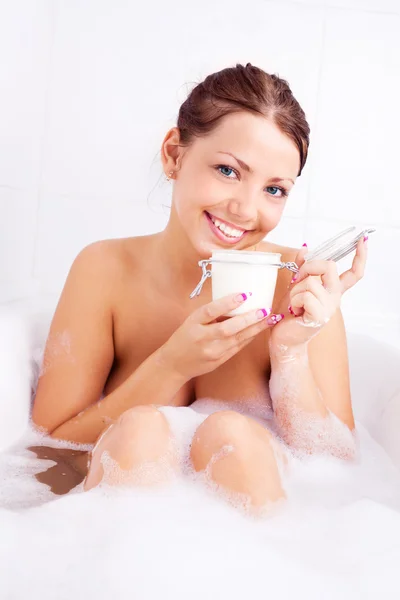 Girl taking a bath — Stock Photo, Image