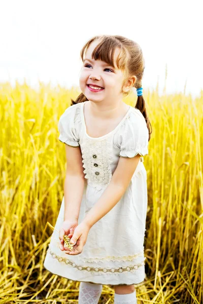 小麦畑の女の子は — ストック写真