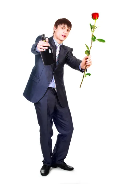 バラを持つ男 — ストック写真