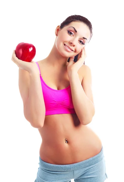 Ragazza con una mela — Foto Stock