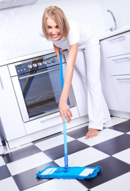 Housewife with a mop clipart