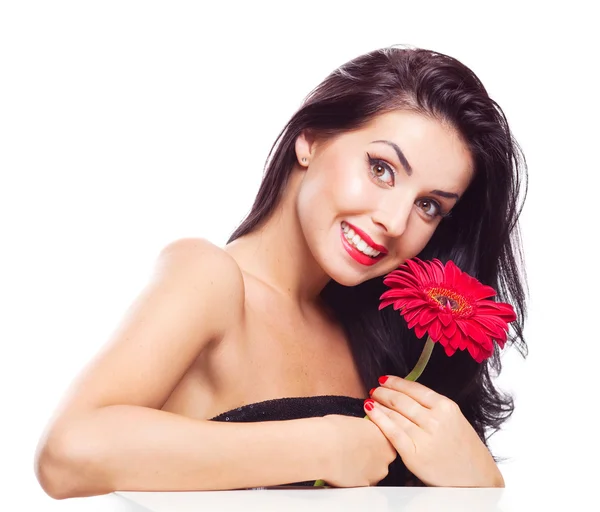 Donna con un fiore — Foto Stock
