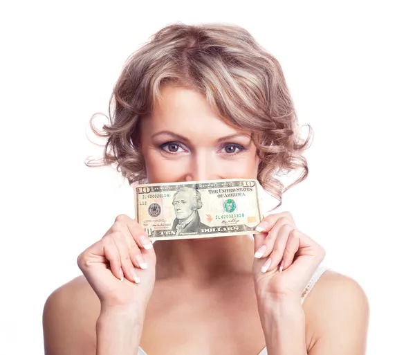 Frau mit Geld — Stockfoto