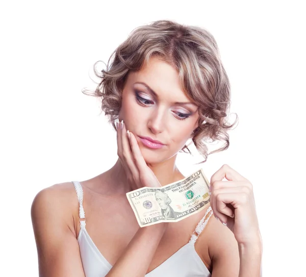 Kobieta z pieniędzmi — Zdjęcie stockowe