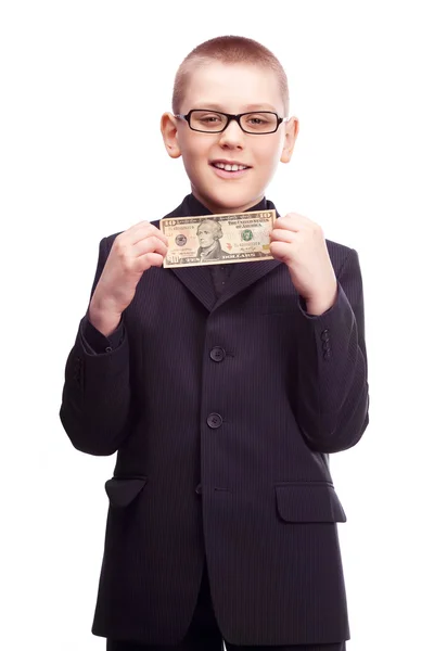Хлопчик з грошима — стокове фото