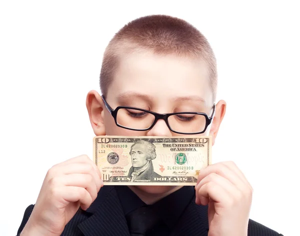Junge mit Geld — Stockfoto