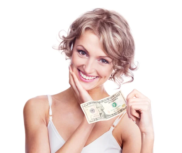 Mujer con dinero Imagen de archivo