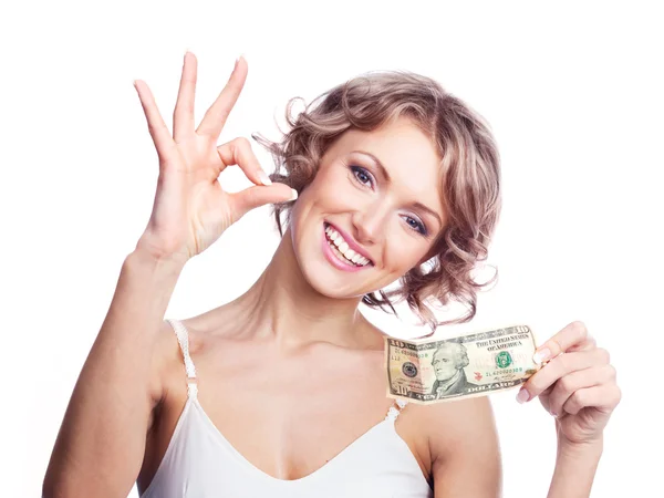 Mujer con dinero Imágenes de stock libres de derechos