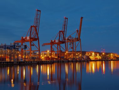 Container Terminal at night clipart