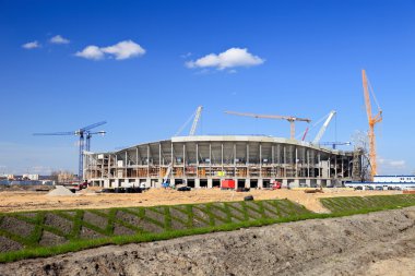 The construction of football stadium clipart