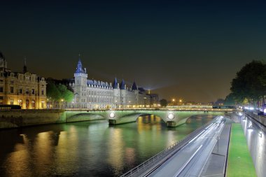 The Seine river at night clipart