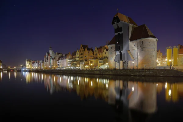 Gdansk de Riverside à noite — Fotografia de Stock