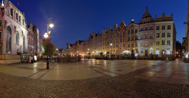 Night panorama of the old town of Gdansk, Poland. clipart