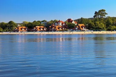 Sopot, Polonya beach iskelesinden görünümüne.