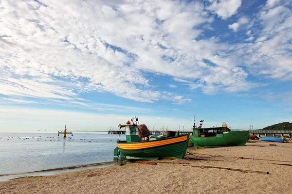 Antiguos Barcos Pesca Playa Orlowo Polonia — Foto de Stock