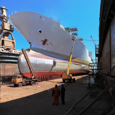 On the dock at the shipyard clipart