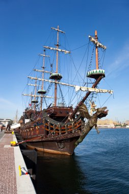 Sail boat at the pier in Gdynia, Poland. clipart