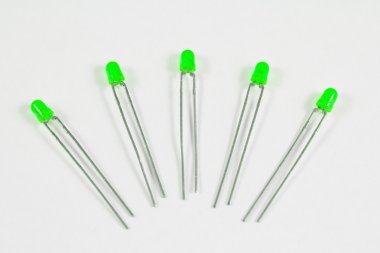 Five pieces of green 3mm LED clipart