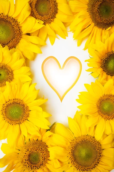 Flowers background with heart symbol — Stock Photo, Image