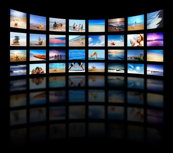 Painel de telas de TV moderna — Fotografia de Stock