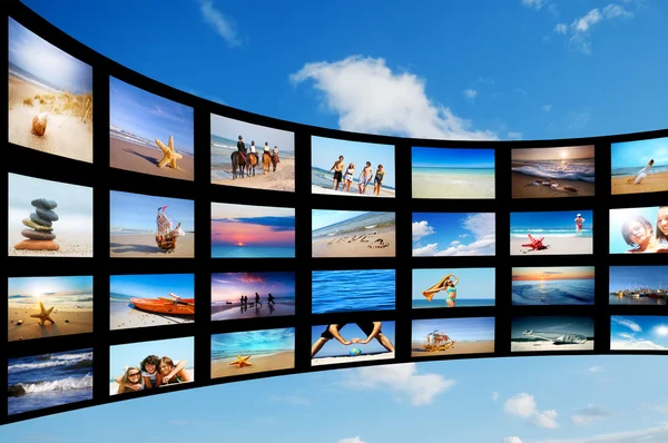 Panel de pantallas de televisión moderna — Foto de Stock