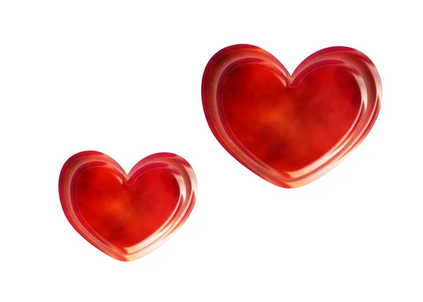 Dos corazones rojos se aíslan en el fondo. — Foto de Stock