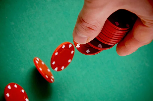 Gambling chips falling — Stock Photo, Image