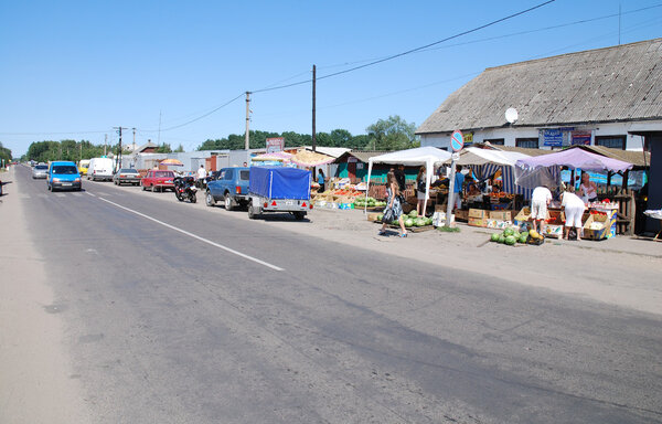 View of the market in Shack, Ukraine.