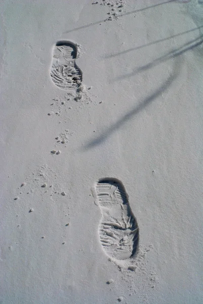 Passos na neve — Fotografia de Stock