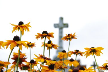 Cross on a old christian cemetery somwhere in Poland. clipart