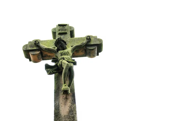 Oude Cross Geïsoleerd Een Witte Achtergrond — Stockfoto