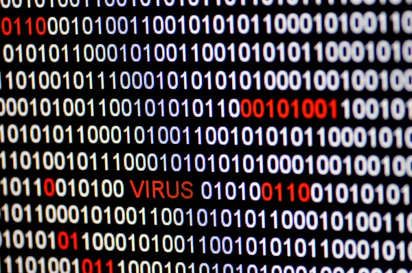 Closeup of binary code infected by computer virus. — Stock Photo, Image