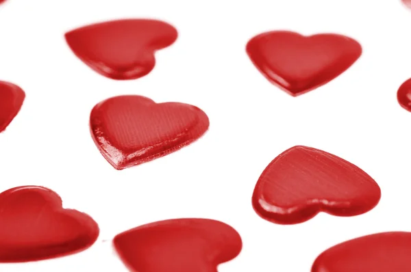 Red Hearts Confetti Isolated White Background — Stock Photo, Image