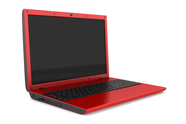 Red laptop isolated on white background — Stock Photo, Image
