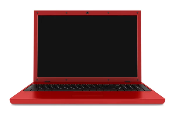 Red laptop isolated on white background — Stock Photo, Image