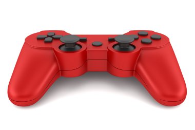 Beyaz arka plan üzerinde izole kırmızı gamepad