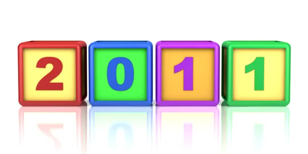 Bloques de color con fecha de año nuevo 2011 aislado en blanco — Foto de Stock