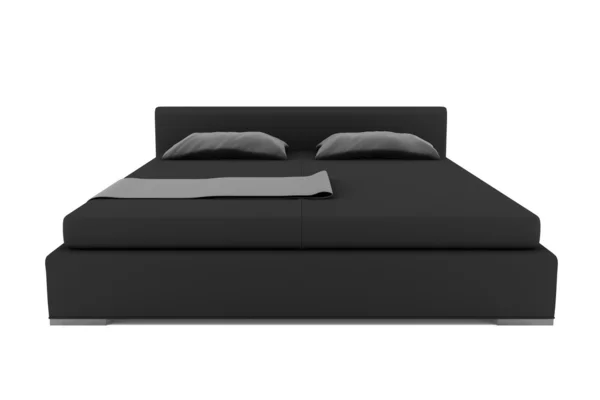 Elszigetelt fehér background vágógörbével fekete ágy — Stock Fotó